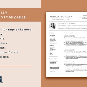 CV Template Photo Resume Template Word Resume Google Docs & Pages Resume Template With Picture Modern Executive Resume Professional 2023 image 6