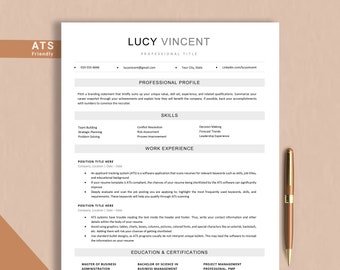 ATS Resume Template for MS Word, Google Docs & Mac Pages, Clean Simple CV Template, Minimalist Resume Template Word, Instant Download 2023