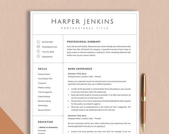 Professional Google Docs Resume Template Word & Pages CV Resume Template Minimalist Resume Simple Modern Sleek Resume Basic Resume w/ Border