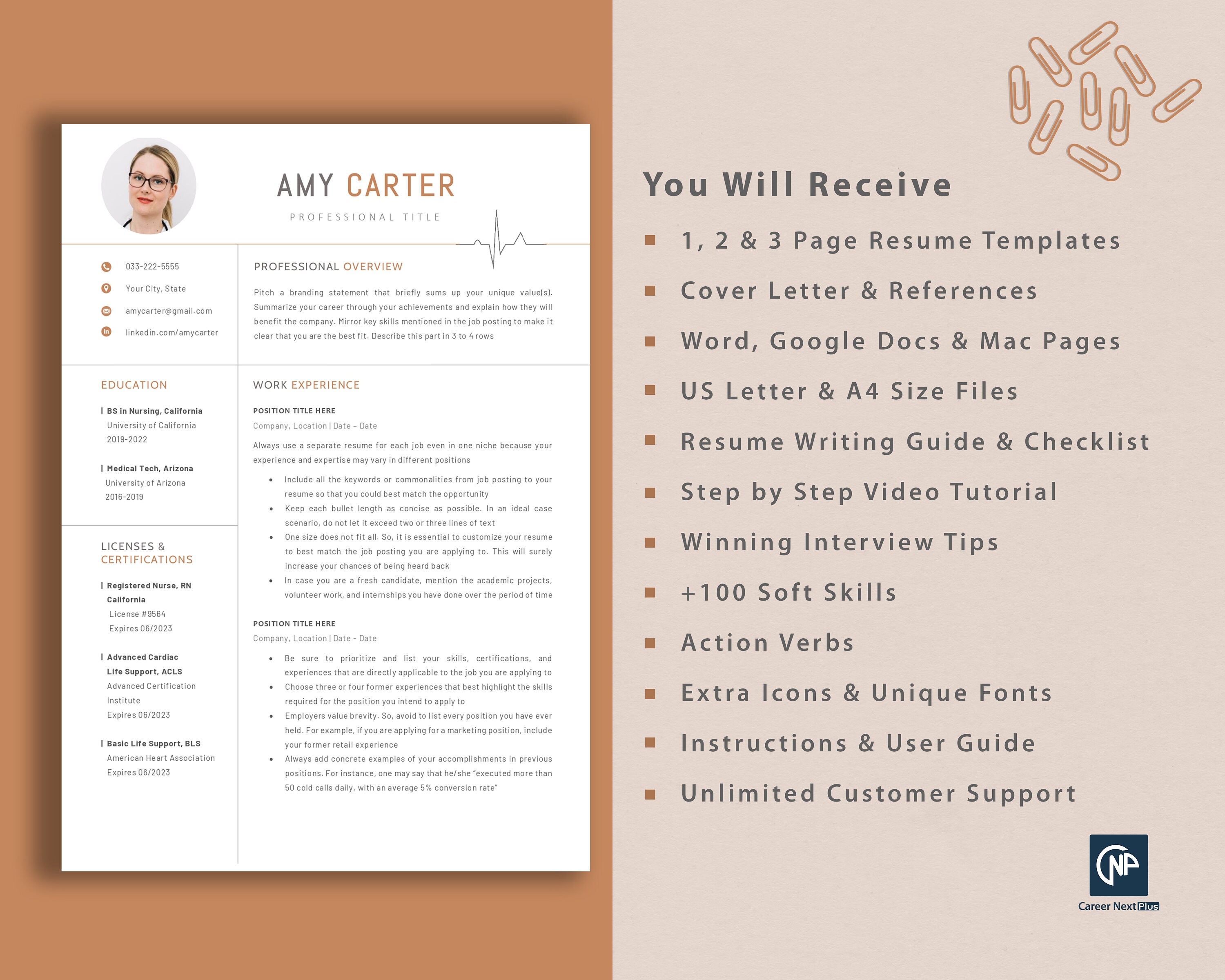 Bundle Resume Template Word Nurse Resume Google Docs CV Pages Resume ...