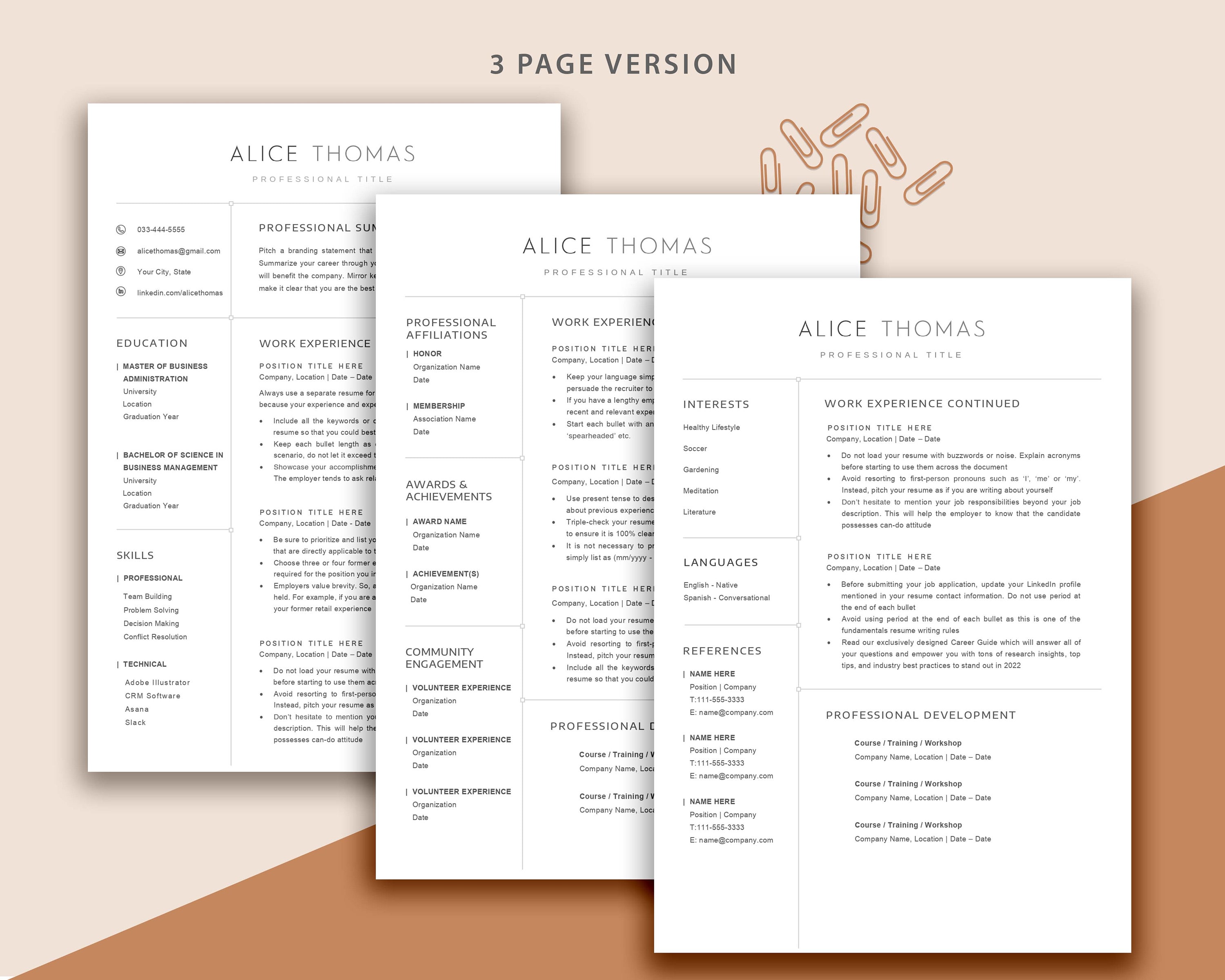 Clean Resume Template Word Modern, Google Docs Resume Professional ...