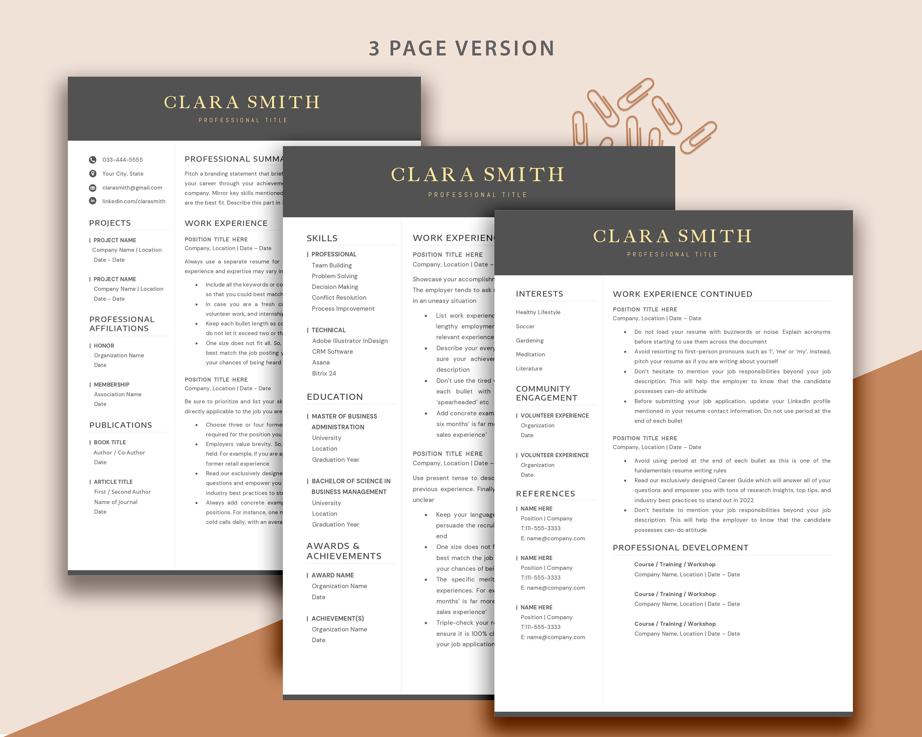 CV Template Modern Executive Resume Template Microsoft Word & Pages ...