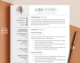 Professional Modern Resume Template Teacher Resume With Photo, Clean Resume Word, Resume Pages & Google Docs, Teacher CV Template Word 2023
