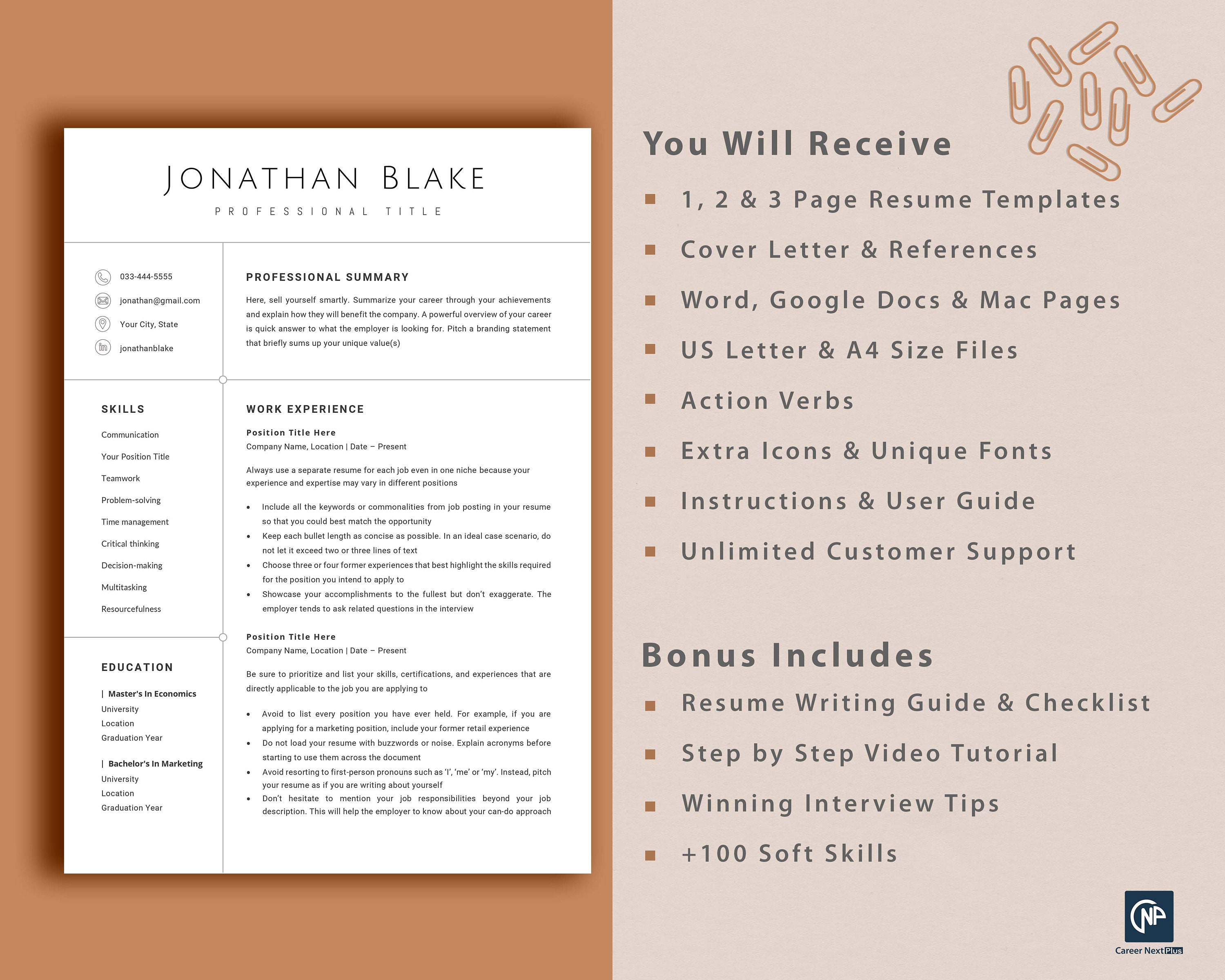 Clean Minimalist Resume Template | Modern Professional CV Template ...