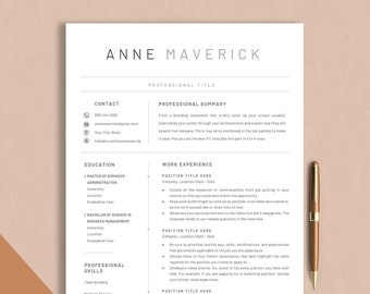 Minimalist Resume Template Word Modern Executive Resume Google Docs CV Template Professional Pages Resume and Cover Letter Template Simple