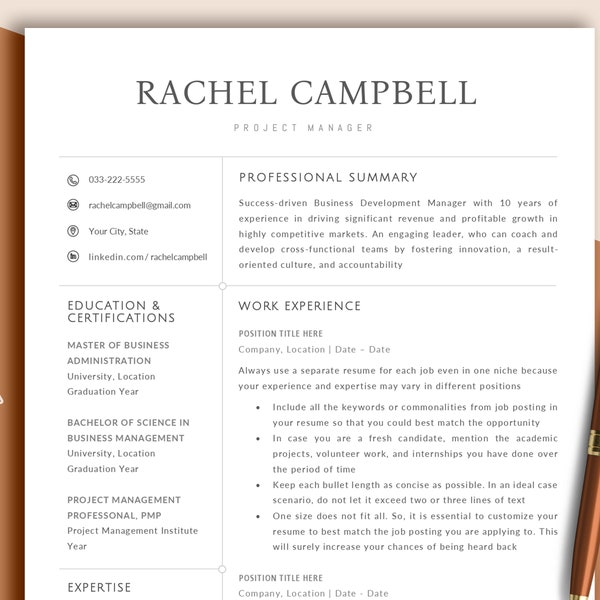 Executive Resume Template Google Docs Resume Template Word Apple Pages Resume ATS Friendly CV Template Professional Resume Template Clean