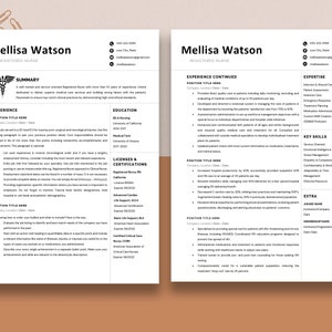 Pu&ograve; includere: Un curriculum vitae per un'infermiera registrata di nome Mellisa Watson. Il curriculum vitae include le sue informazioni di contatto, un riepilogo delle sue qualifiche, la sua esperienza lavorativa, la sua formazione, le sue licenze e certificazioni, le sue competenze chiave e informazioni aggiuntive.