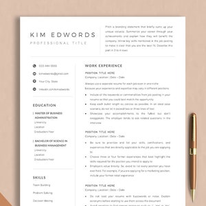 Executive Resume Template Word, Resume Pages & CV Google Docs, CV Template Professional Resume Template Modern Resume Word and Cover Letter