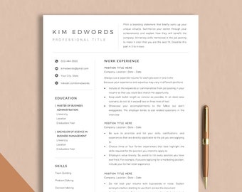 Modelo de currículo executivo Word, páginas de currículo e currículo Google Docs, modelo de currículo Modelo de currículo profissional Word de currículo moderno e carta de apresentação