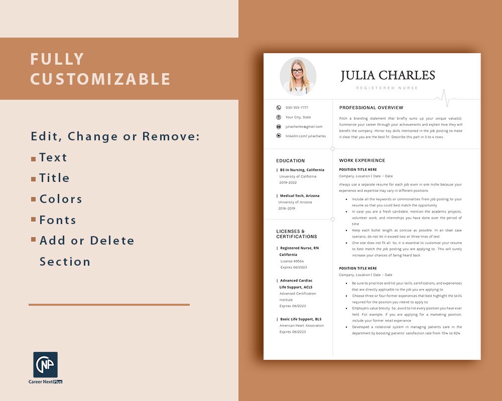 Bundle Resume Template Word Nurse Resume Google Docs CV Pages Resume ...