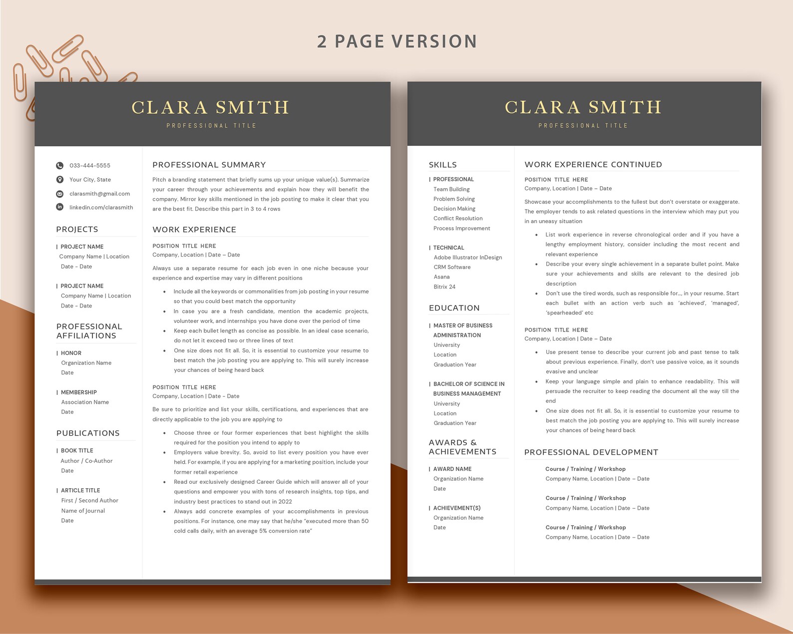 CV Template Modern Executive Resume Template Microsoft Word & Pages ...