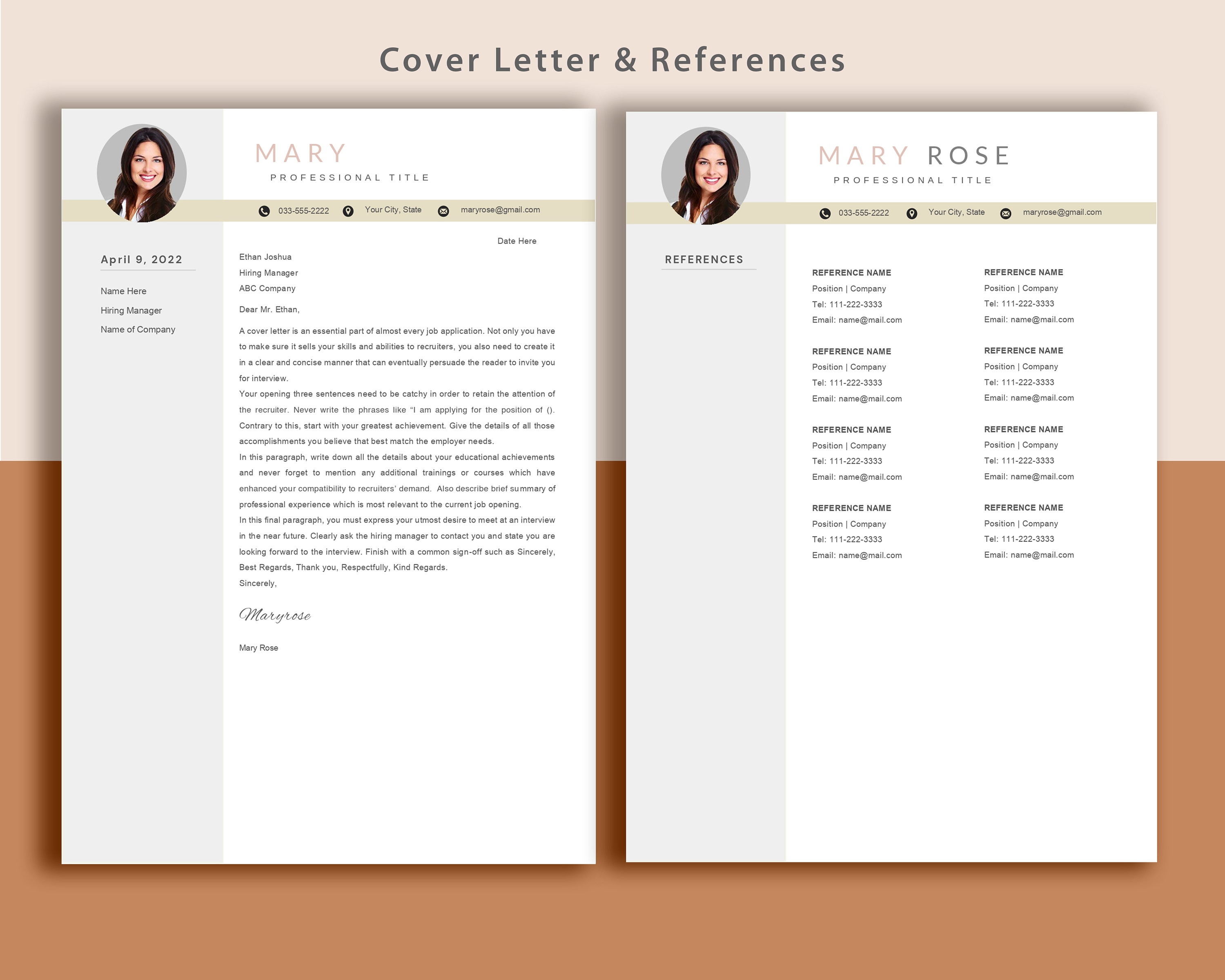 Executive Resume With Photo, Minimalist Resume Template Word ...