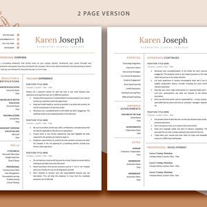 Pu&ograve; includere: Un modello di curriculum vitae su due pagine per un insegnante di scuola elementare. Il curriculum vitae include sezioni per la panoramica professionale, l'istruzione e le certificazioni, l'esperienza di insegnamento, le competenze, le competenze, l'esperienza continuata, i premi e i riconoscimenti, gli extra e lo sviluppo professionale. Il curriculum vitae &egrave; progettato in uno stile moderno e minimalista con uno schema di colori marrone e bianco.