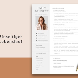 Op de afbeelding: Een cv-sjabloon met een professionele foto van een vrouw. Het cv bevat secties voor contactgegevens, werkervaring, vaardigheden, opleiding en kwalificaties. Het cv is ontworpen in een moderne en minimalistische stijl.