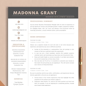 Plantilla de currículum ejecutivo Plantilla de currículum y carta de presentación moderna Word, Google Docs & Pages, currículum empresarial, plantilla de CV profesional 2023
