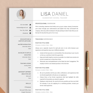 Professional Modern Resume Template Teacher Resume With Photo, Clean Resume Word, Resume Pages & Google Docs, Teacher CV Template Word 2023