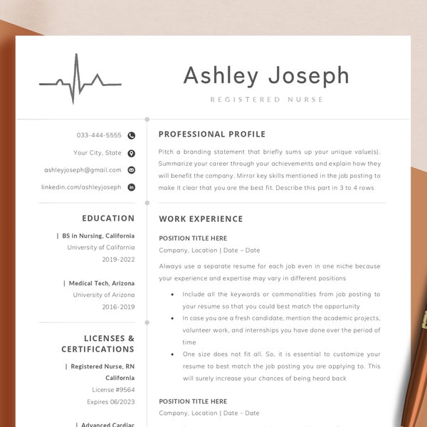 Nurse Resume Template Google Docs, Word & Pages, New Grad Nurse Resume, Physician Medical Assistant Resume, Nursing Resume and Cover Letter