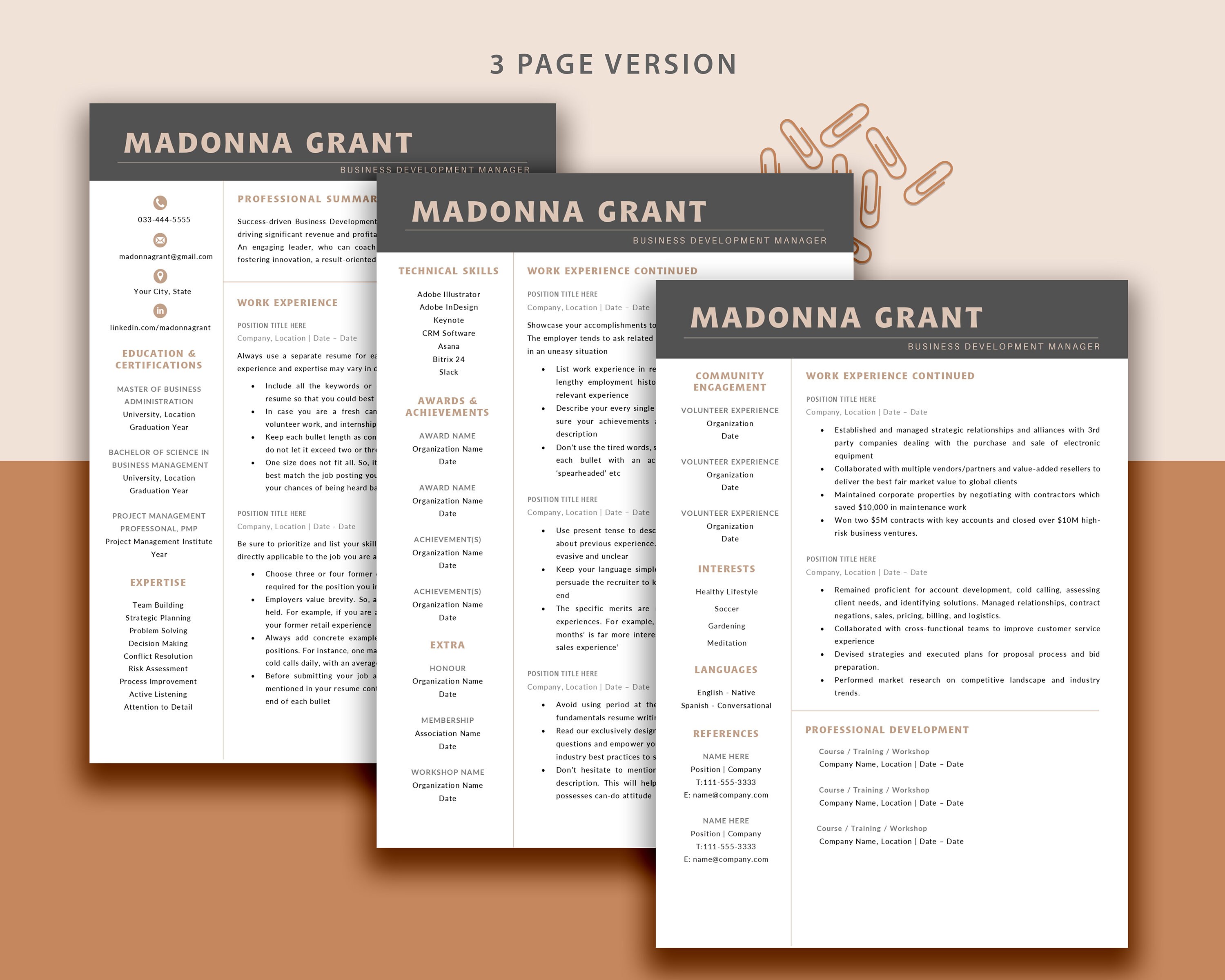 Modern Executive Resume Template CEO Resume Template for - Etsy