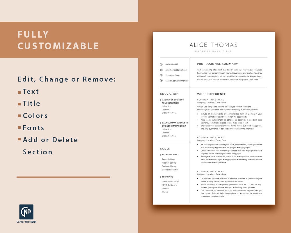 Clean Resume Template Word Modern, Google Docs Resume Professional ...