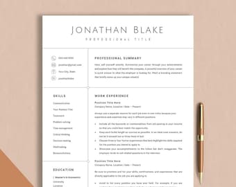 Clean Minimalist Resume Template | Modern Professional CV Template Simple Clean Resume | Executive CV Resume Google Docs, Word & Pages 2025