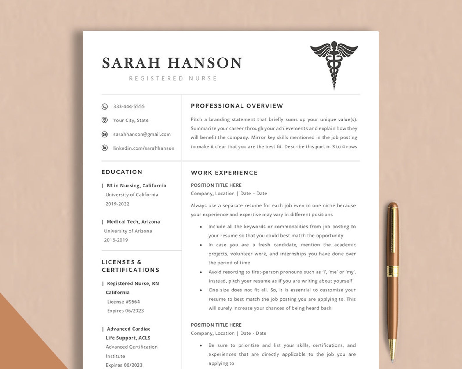 Usrn Cv Example RN Resume Template, Nursing Resume for New Grad, Nursing Student Resume ...