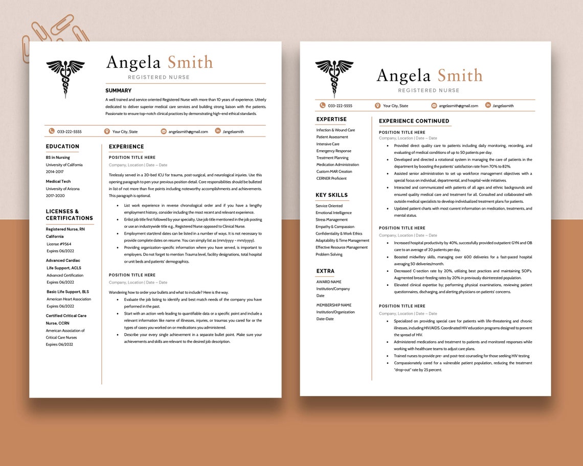 Nurse Resume Template Google Docs, Word & Pages, RN Resume Template ...