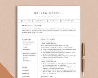 Clean Resume Google Docs, Modern Resume Template Word, Pages Resume Executive CV Minimalist, Simple Resume CV Template Professional 2023