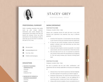 Resume Template, Professional Resume Template Word & Mac Apple Pages, Resume With Photo, Clean Modern Executive CV Template Google Docs 2023