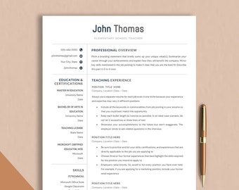 CV Template Professional Teacher Resume Template Google Docs, Pages & Word Resume, Teaching Resume Template, School Resume, Education Resume