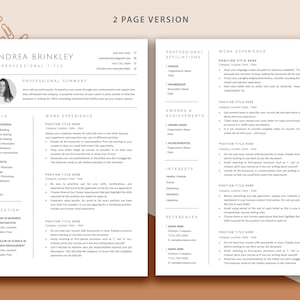 CV Template Photo Resume Template Word Resume Google Docs & Pages Resume Template With Picture Modern Executive Resume Professional 2023 image 2