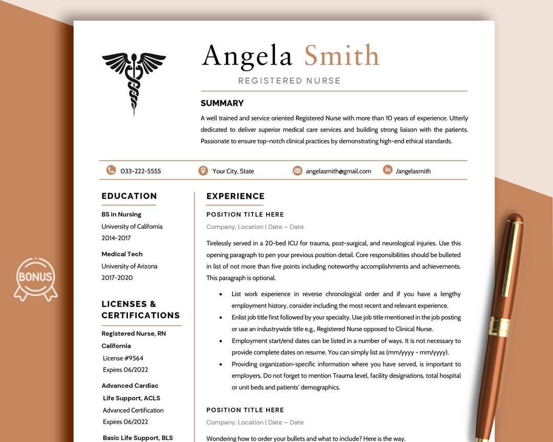 Nurse Resume Template Google Docs, Word & Pages, RN Resume Template ...