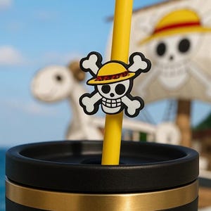 One Piece Jolly Roger Straw Charm
