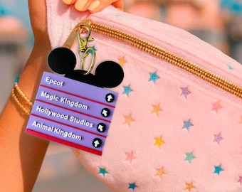 Disney World Park Signpost Bag Charm – Mickey Ear Keychain for Epcot, Magic Kingdom & More