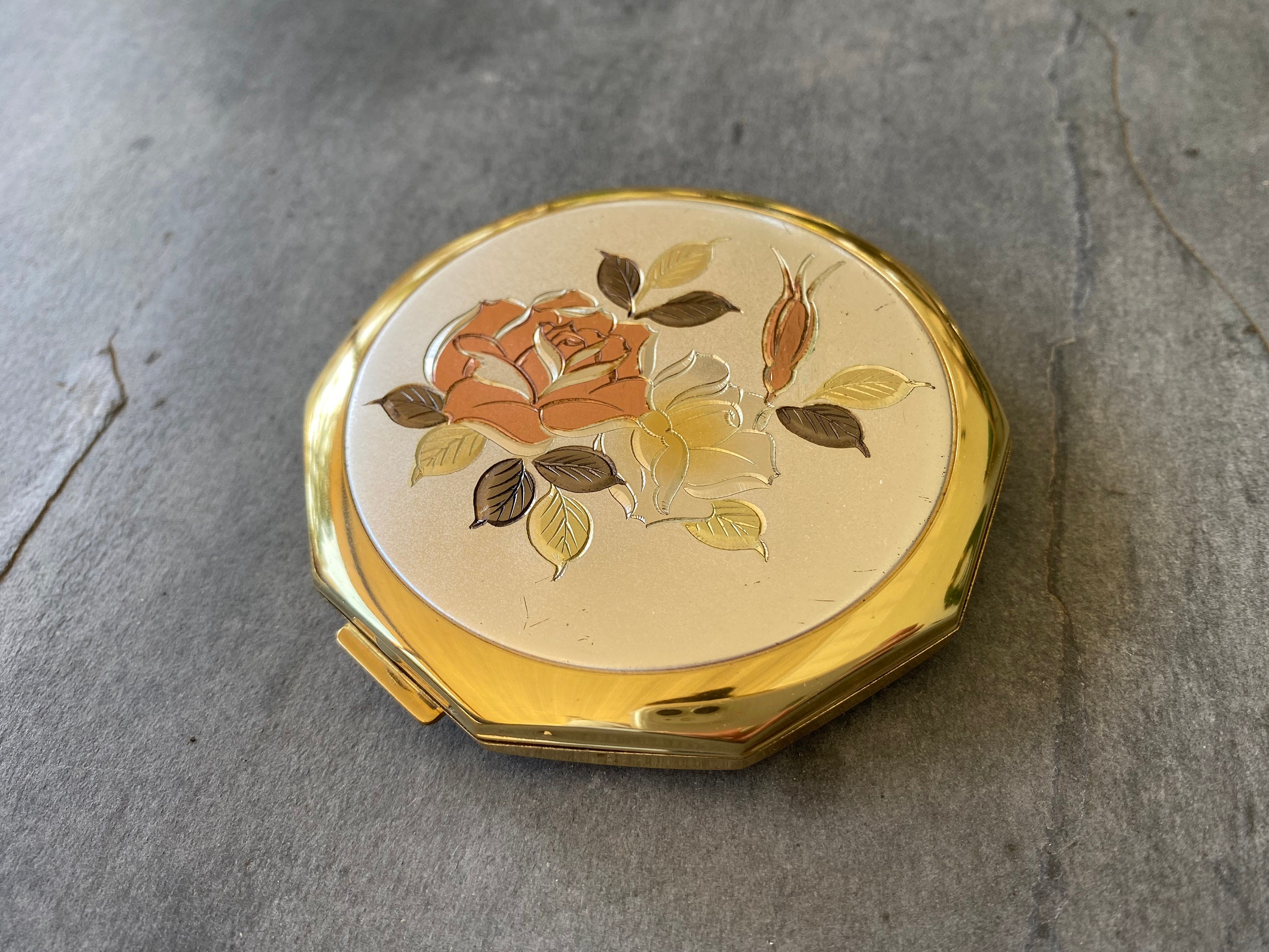 送料無料 通販 Japan Nacon 1970s Compact Mirror Vintage Tokyo Gold Rose その他
