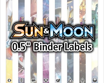 Sun & Moon Series 0.5" Binder Spine Labels - Pokemon TCG - Organize Pokemon Cards