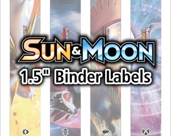 Sun & Moon Series 1.5" Binder Spine Labels - Pokemon TCG - Organize Pokemon Cards