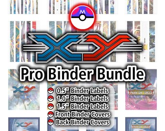 XY Series PRO Binder Bundle | 0.5" , 1.0", 1.5" Binder Labels + Front Binder Cover + Back Binder Cover - Organize Pokemon Cards