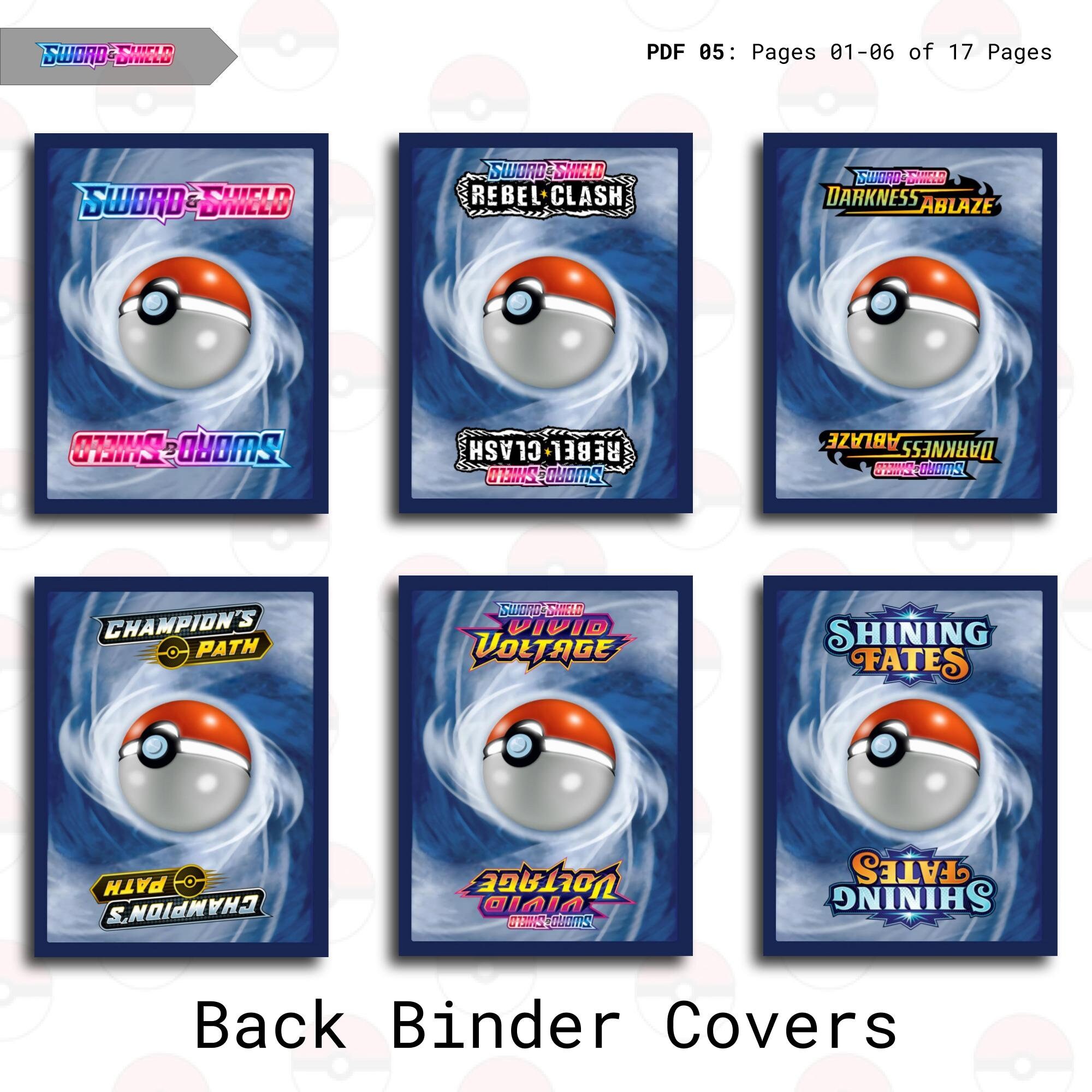 Sword & Shield Series PRO Binder Bundle | 0.5" , 1.0", 1.5" Binder Labels +  Front Binder Cover + Back Binder Cover - Organize Pokemon Cards - Etsy