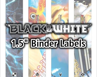 Black & White Series 1.5" Binder Spine Labels - Pokemon TCG - Organize Pokemon Cards