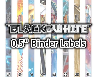 Black & White Series 0.5" Binder Spine Labels - Pokemon TCG - Organize Pokemon Cards