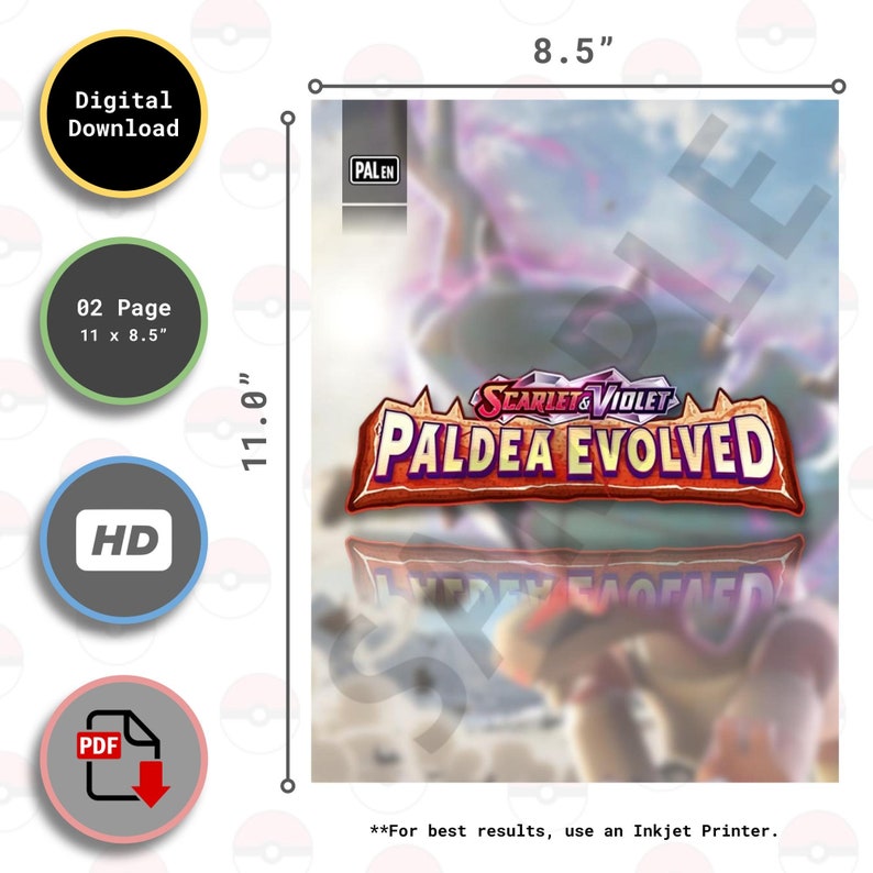 Paldea Evolved Front and Back Binder Covers Pokemon TCG Organize