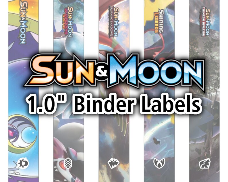 Sun & Moon Series 1 Binder Spine Labels Pokemon TCG Etsy
