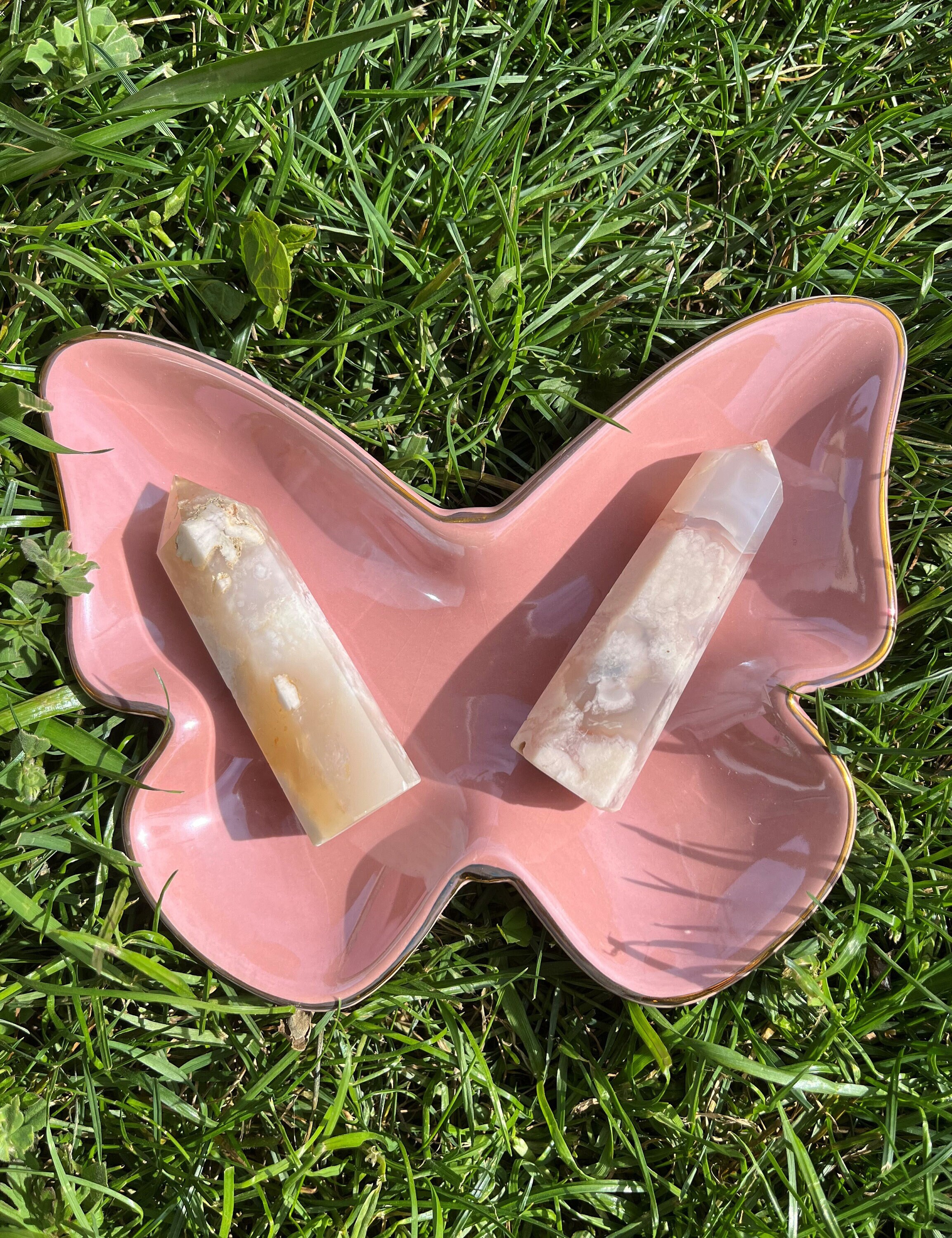 Pointe Agate Fleur de Cerisier | Cristaux, Minéraux, Pierre Naturelle, Tour, Lithothérapie, Bien-Êtr