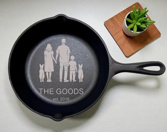Custom Laser Engraved Cast Iron Lodge Skillet - 15.25" - 6th Anniversary Gift