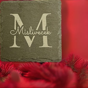 Personalized 4in Square Slate Coasters - Laser Engraved, Luxurious, Unique Wedding Gift, Anniversary gift, Housewarming Gift, Customer Gift