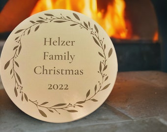 Personalized 16in Tan Pizza Stone - Laser Engraved, Engraved Gift, Unique Wedding Gift, Anniversary gift, Housewarming Gift, Family Recipe