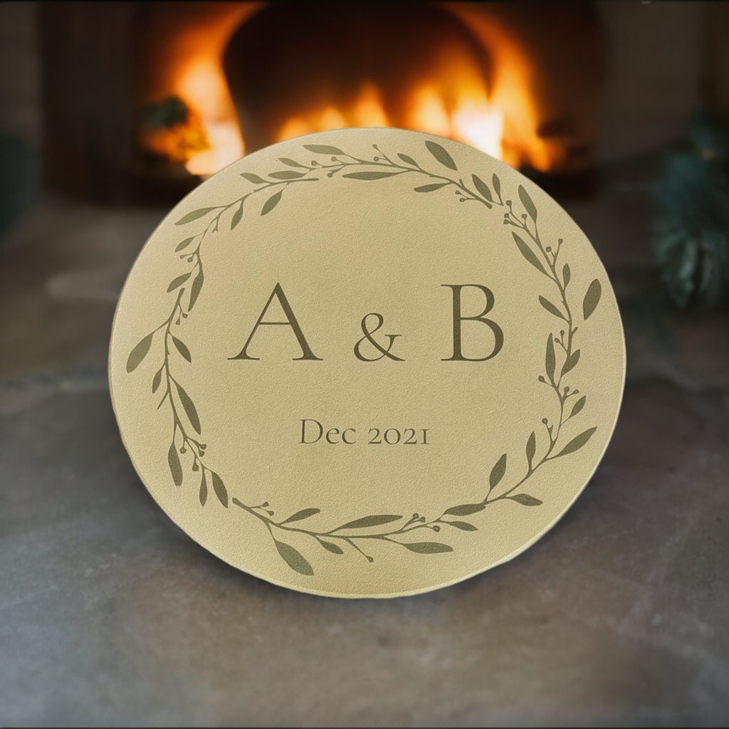 Personalized 13in Tan Pizza Stone - Laser Engraved, Engraved Gift, Unique Wedding Gift, Anniversary gift, Housewarming Gift, Family Recipe
