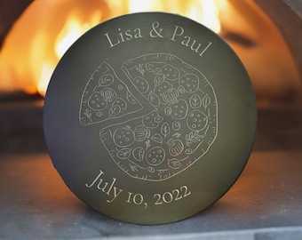 Personalized 15in Black Pizza Stone - Laser Engraved, Engraved Gift, Unique Wedding Gift, Anniversary gift, Housewarming Gift, Family Recipe