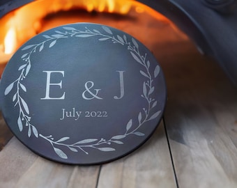 Personalized 13in Black Pizza Stone - Laser Engraved, Engraved Gift, Unique Wedding Gift, Anniversary gift, Housewarming Gift, Family Recipe
