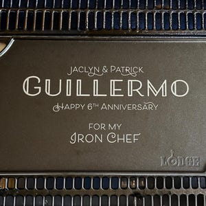 Lodge Personalized 9in by 16in Cast Iron Griddle - Laser Engraved, Grill, Skillet, Luxurious, Unique Wedding Gift, Custom 6 year anniversary